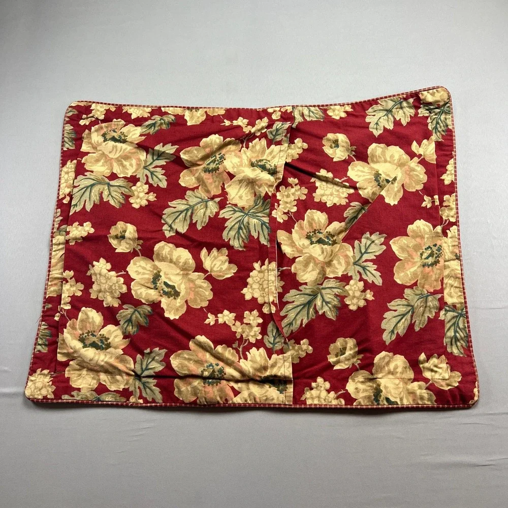 Chaps Home Standard Pillow Sham Red Floral 100% Cotton Bedding Decor (22